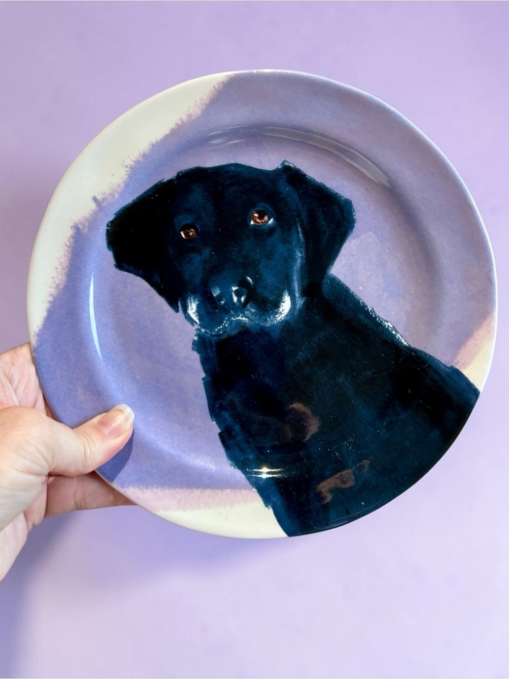 Sally Muir for Anthropologie Dog-a-Day Black Lab Labrador Dessert Plate 8.25”